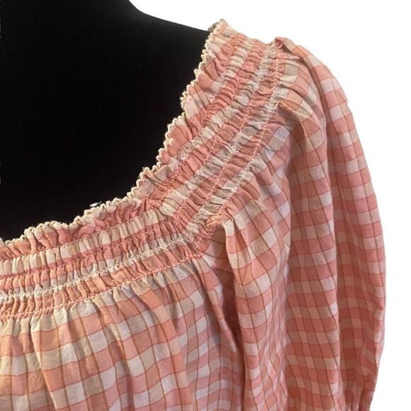 Old Navy Pink and White Plaid Boho Inspired Top Size L - Picture 5 of 11